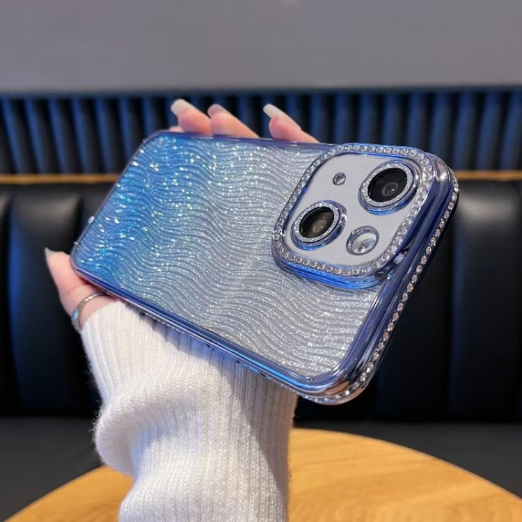 For iPhone 14 Diamond Water Ripple Gradient Glitter TPU Phone Case