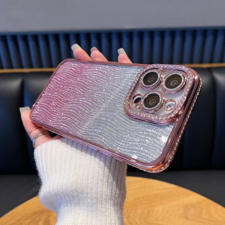 For iPhone 14 Pro Diamond Water Ripple Gradient Glitter TPU Phone Case