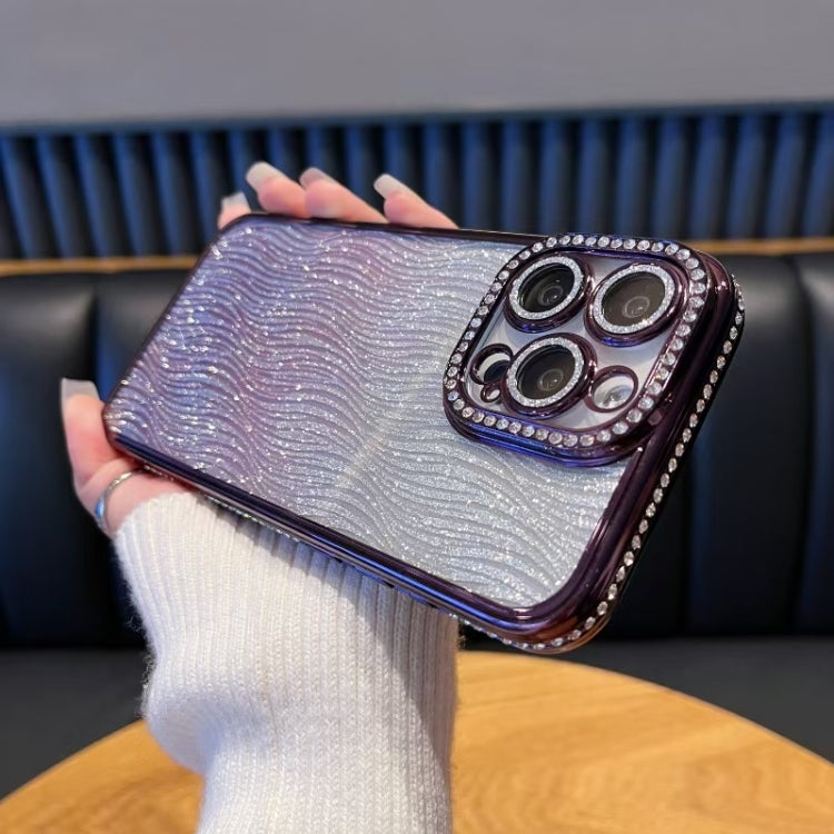 For iPhone 13 Pro Max Diamond Water Ripple Gradient Glitter TPU Phone Case