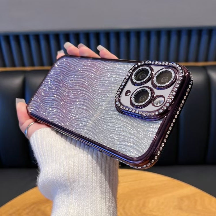 For iPhone 11 Pro Max Diamond Water Ripple Gradient Glitter TPU Phone Case