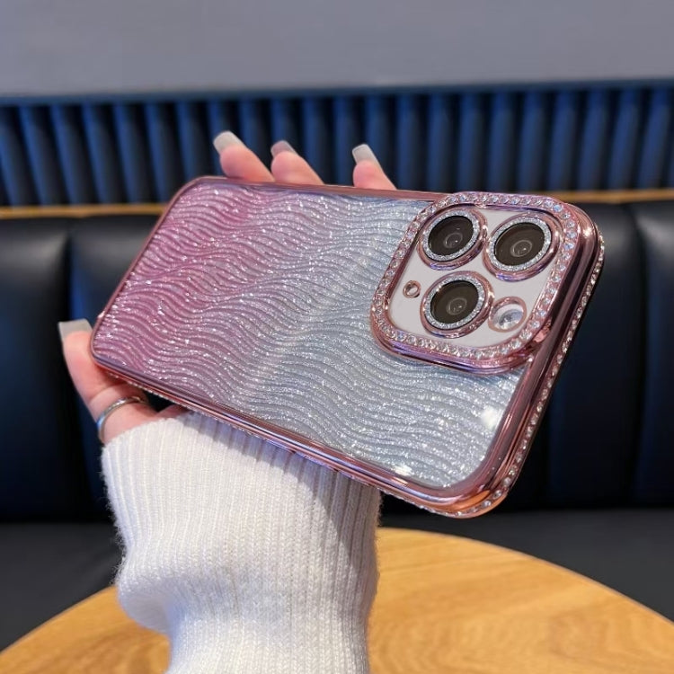 For iPhone 11 Pro Max Diamond Water Ripple Gradient Glitter TPU Phone Case