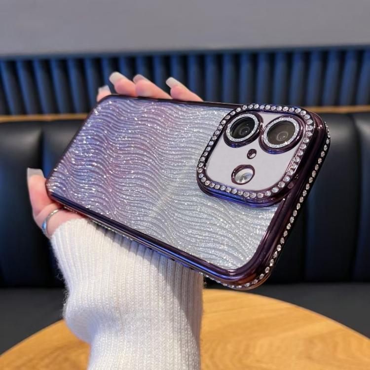 For iPhone 17 Diamond Water Ripple Gradient Glitter TPU Phone Case