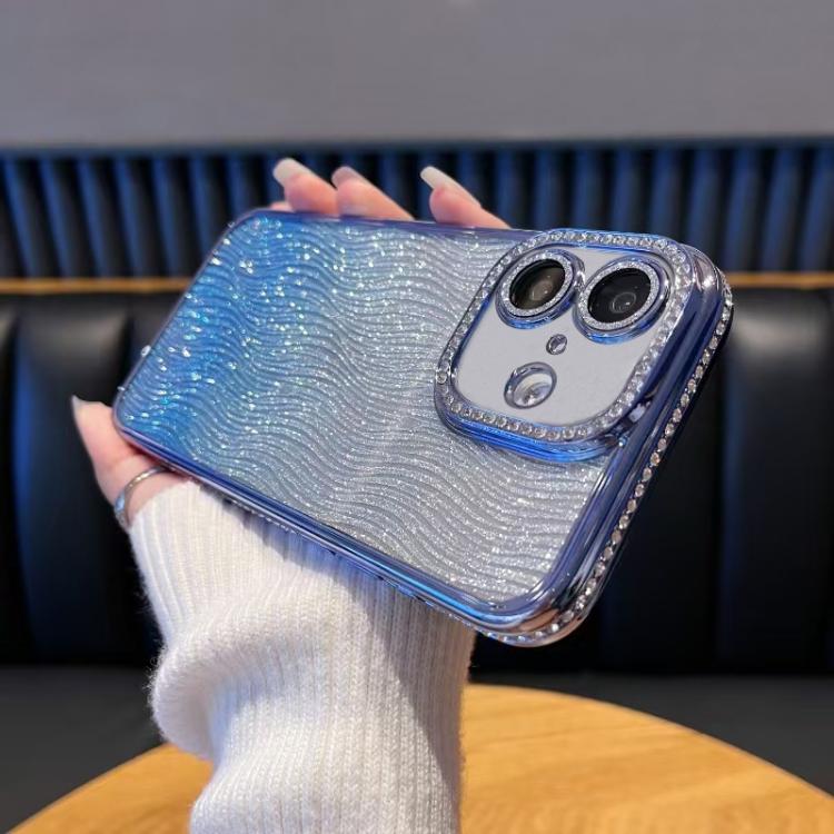 For iPhone 17 Diamond Water Ripple Gradient Glitter TPU Phone Case