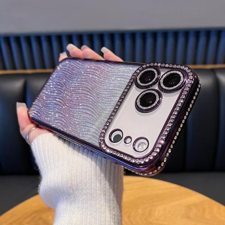 For iPhone 17 Pro Diamond Water Ripple Gradient Glitter TPU Phone Case