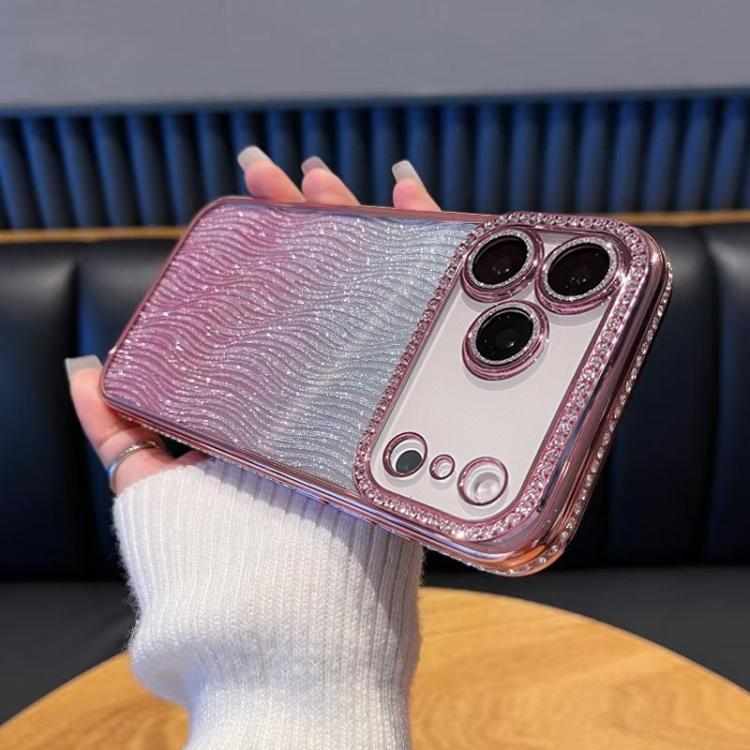 For iPhone 17 Pro Max Diamond Water Ripple Gradient Glitter TPU Phone Case