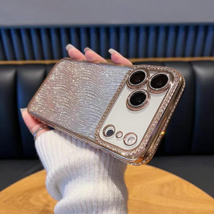For iPhone 17 Pro Max Diamond Water Ripple Gradient Glitter TPU Phone Case