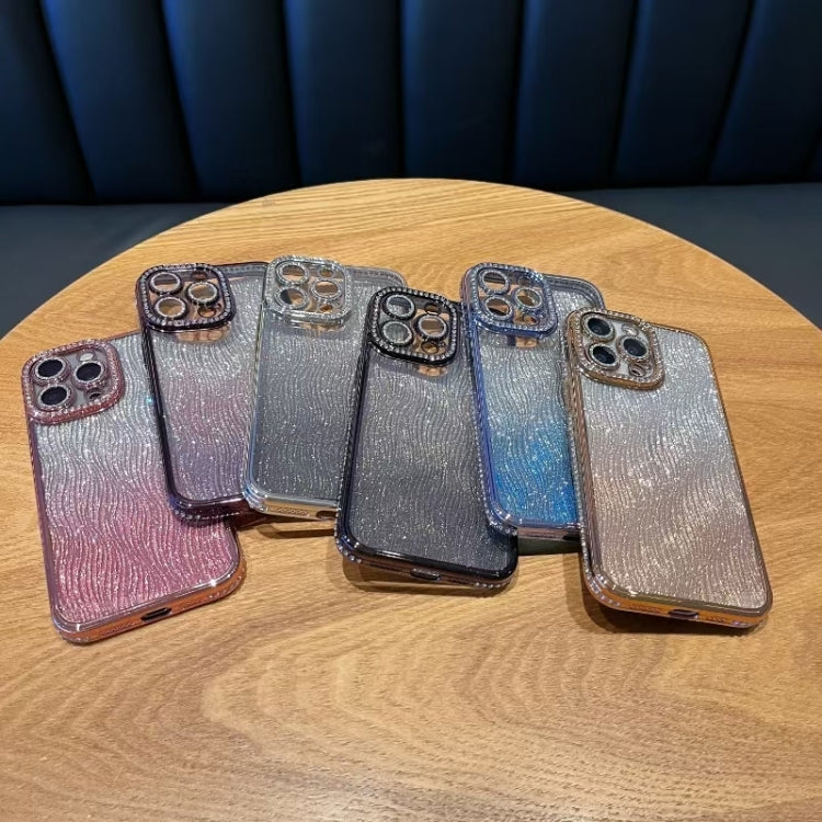 For iPhone 17 Pro Diamond Water Ripple Gradient Glitter TPU Phone Case