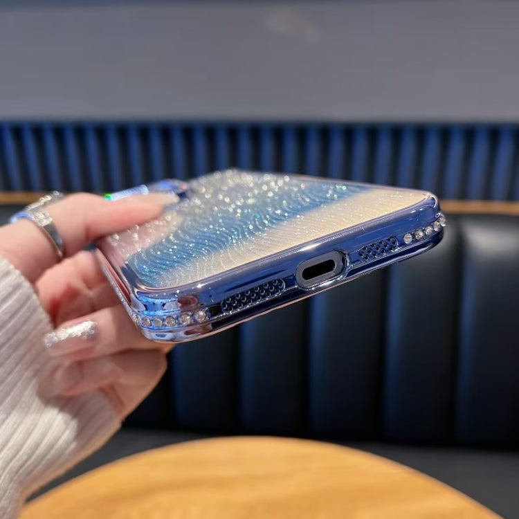 For iPhone 14 Plus Diamond Water Ripple Gradient Glitter TPU Phone Case