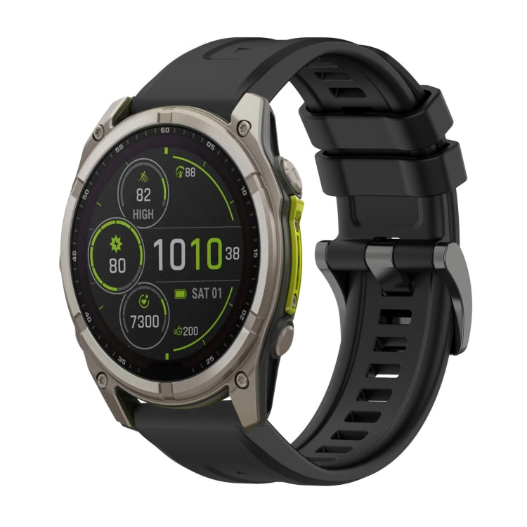 For Garmin Fenix 8 MIP 51mm Pure Color Steel Buckle 26mm Silicone Watch Band