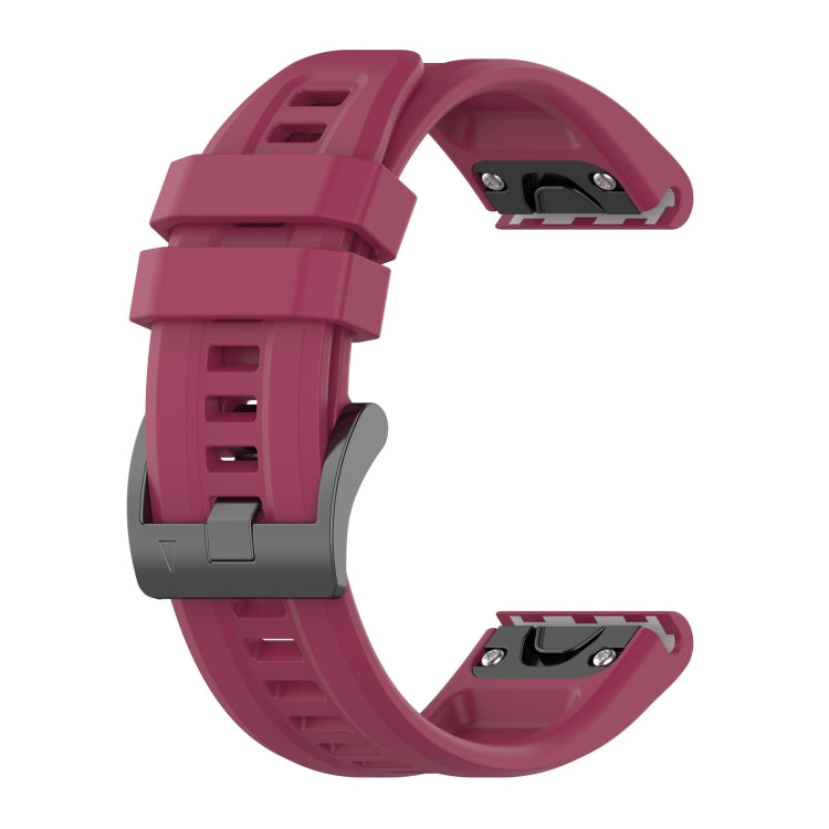 For Garmin Instinct 2X Solar Pure Color Steel Buckle 26mm Silicone Watch Band