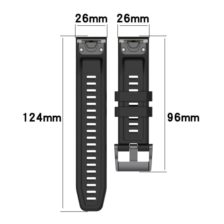 For Garmin Fenix 8 MIP 51mm Pure Color Steel Buckle 26mm Silicone Watch Band