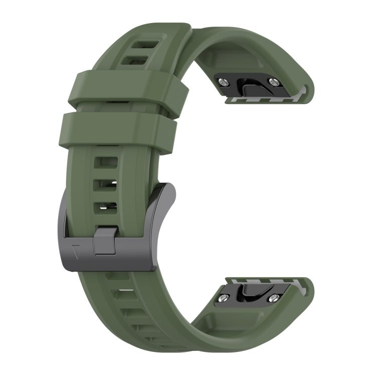 For Garmin Fenix E 47mm Pure Color Steel Buckle 22mm Silicone Watch Band