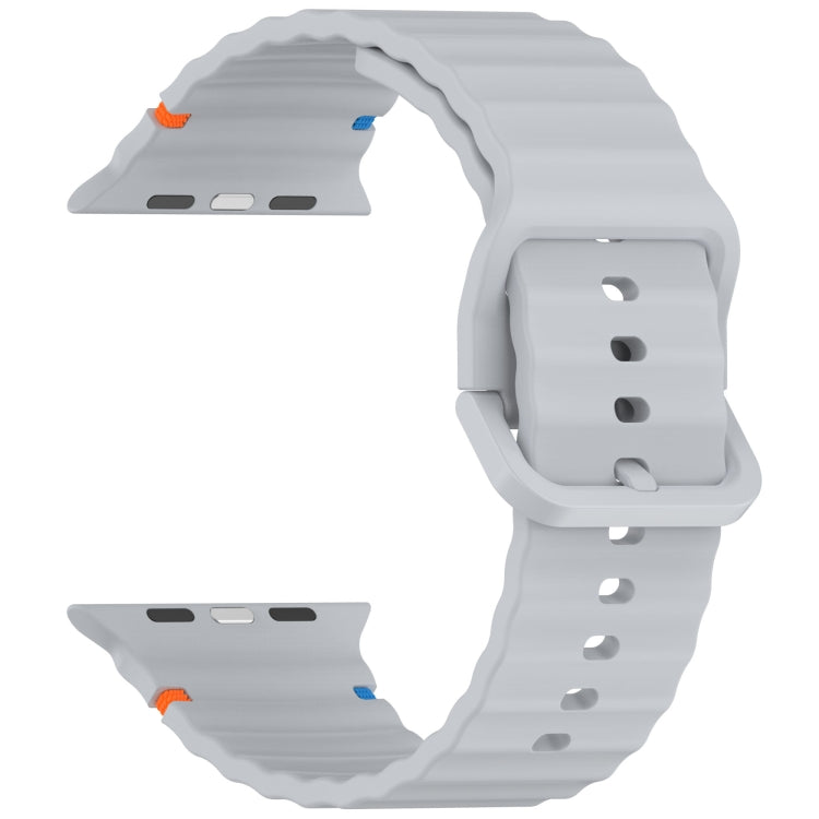 For Apple Watch Series 9 41mm Wavy Grain Stitched Silicone Watch Band