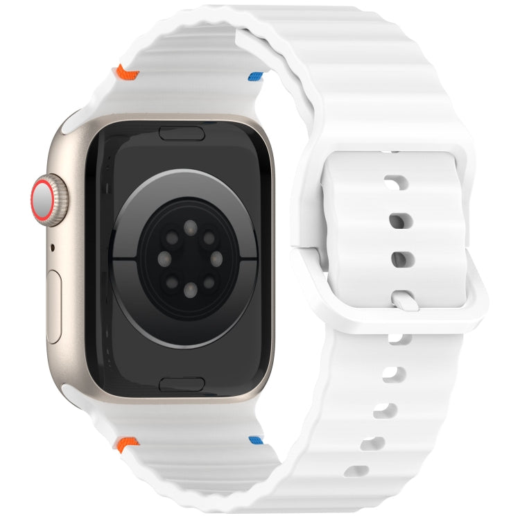 For Apple Watch Ultra 49mm Wavy Grain Stitched Silicone Watch Band