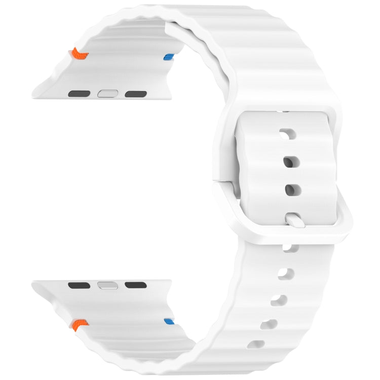 For Apple Watch Ultra 49mm Wavy Grain Stitched Silicone Watch Band