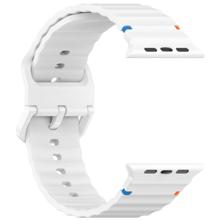 For Apple Watch Ultra 49mm Wavy Grain Stitched Silicone Watch Band