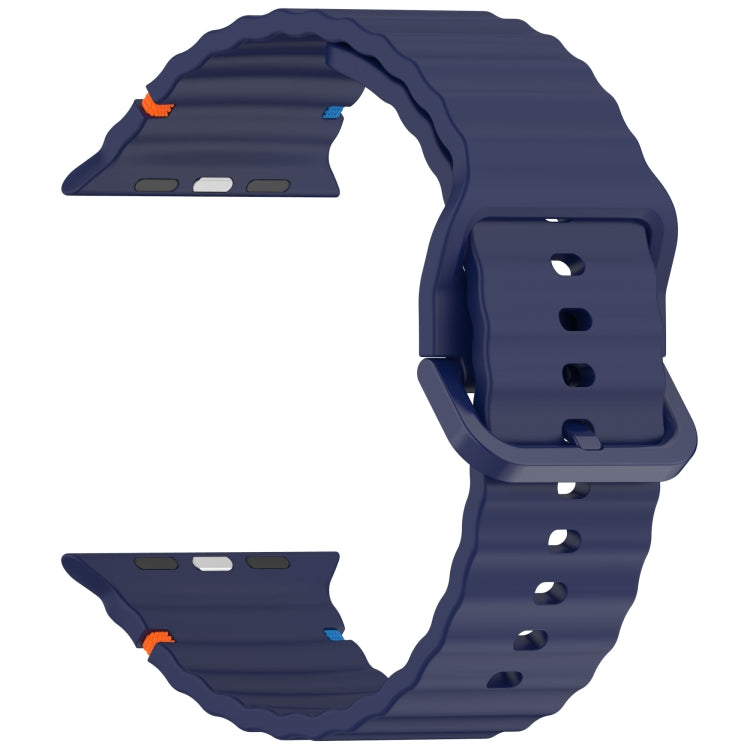 For Apple Watch Ultra 49mm Wavy Grain Stitched Silicone Watch Band