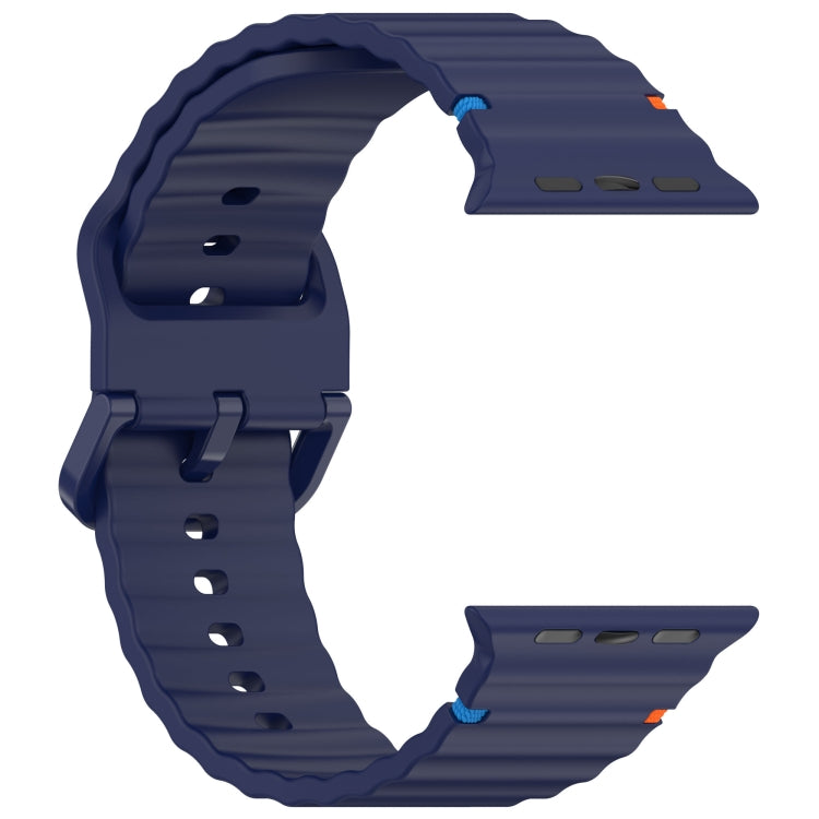 For Apple Watch Ultra 49mm Wavy Grain Stitched Silicone Watch Band
