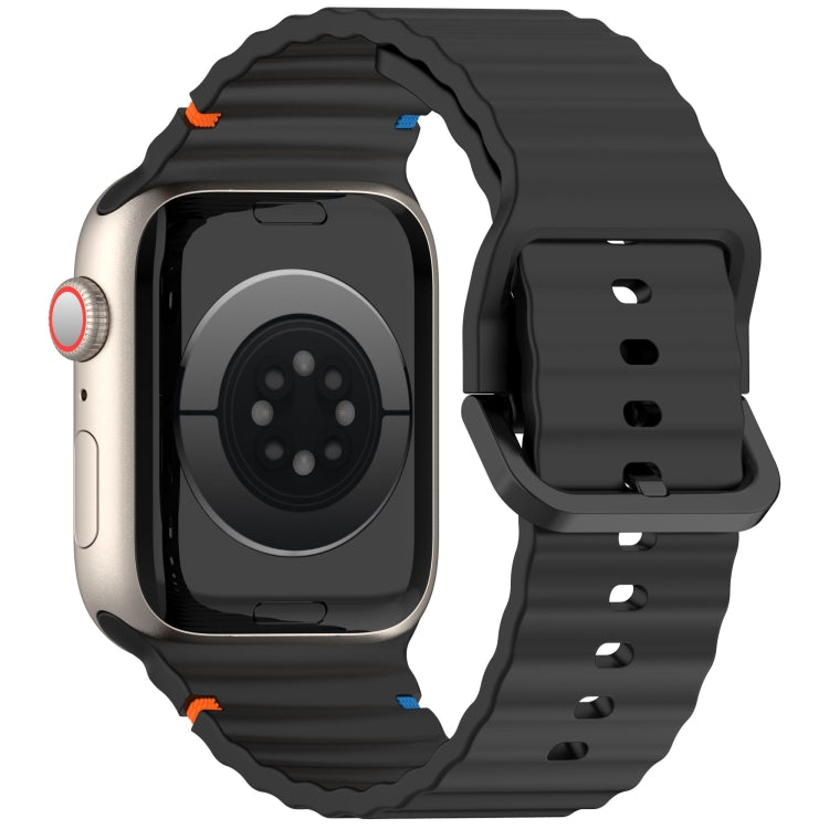 For Apple Watch Ultra 49mm Wavy Grain Stitched Silicone Watch Band