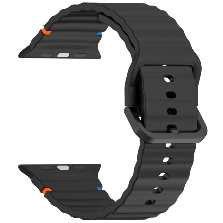 For Apple Watch Ultra 49mm Wavy Grain Stitched Silicone Watch Band