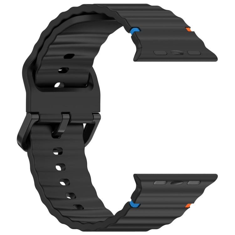 For Apple Watch Ultra 49mm Wavy Grain Stitched Silicone Watch Band