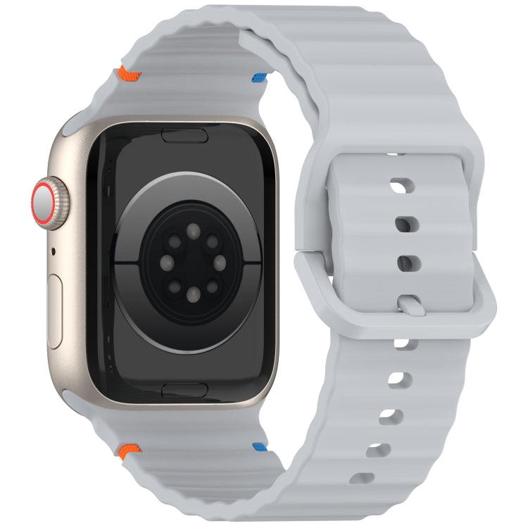 For Apple Watch Ultra 49mm Wavy Grain Stitched Silicone Watch Band