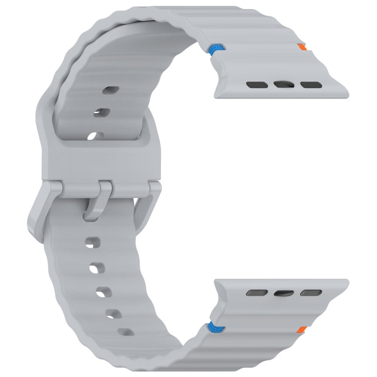 For Apple Watch Ultra 49mm Wavy Grain Stitched Silicone Watch Band