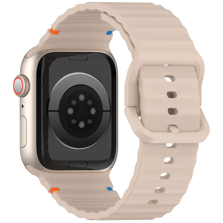 For Apple Watch Ultra 49mm Wavy Grain Stitched Silicone Watch Band