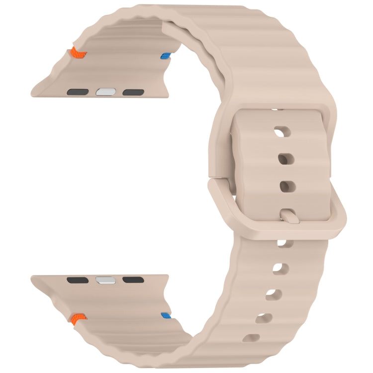 For Apple Watch Ultra 49mm Wavy Grain Stitched Silicone Watch Band