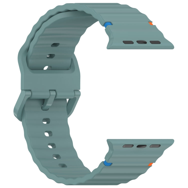 For Apple Watch Ultra 49mm Wavy Grain Stitched Silicone Watch Band