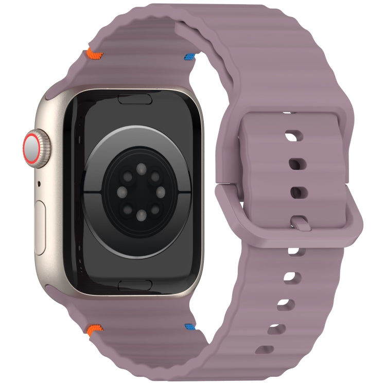 For Apple Watch Ultra 49mm Wavy Grain Stitched Silicone Watch Band