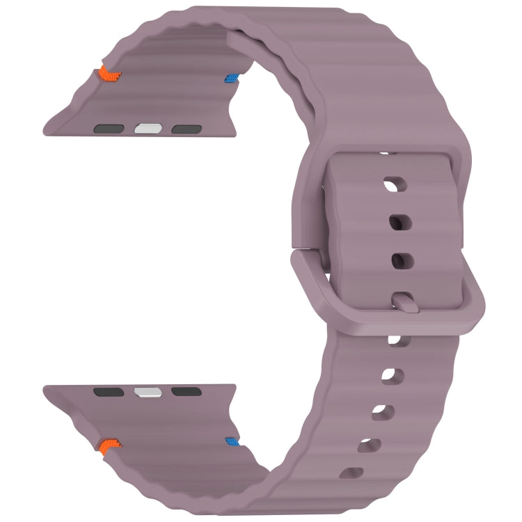 For Apple Watch Ultra 49mm Wavy Grain Stitched Silicone Watch Band