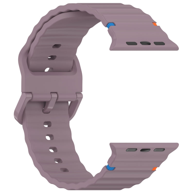 For Apple Watch Ultra 49mm Wavy Grain Stitched Silicone Watch Band