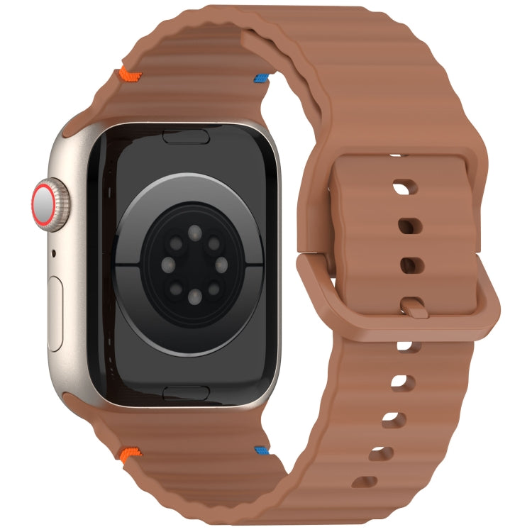For Apple Watch Ultra 49mm Wavy Grain Stitched Silicone Watch Band