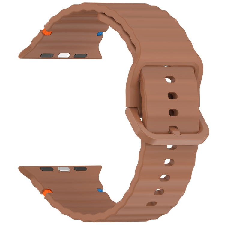 For Apple Watch Ultra 49mm Wavy Grain Stitched Silicone Watch Band