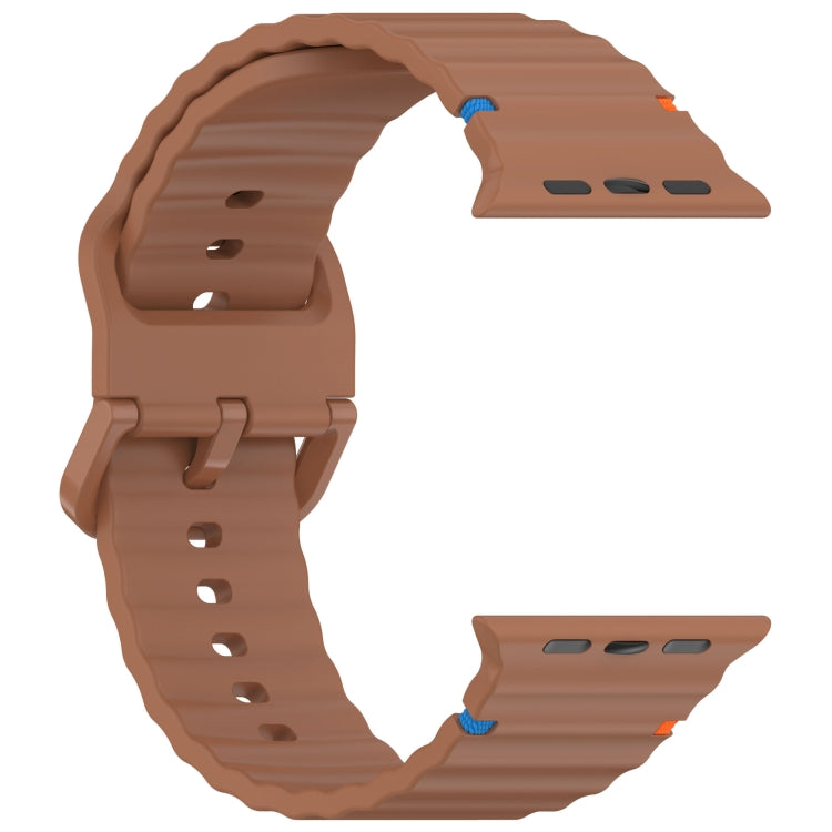 For Apple Watch Ultra 49mm Wavy Grain Stitched Silicone Watch Band