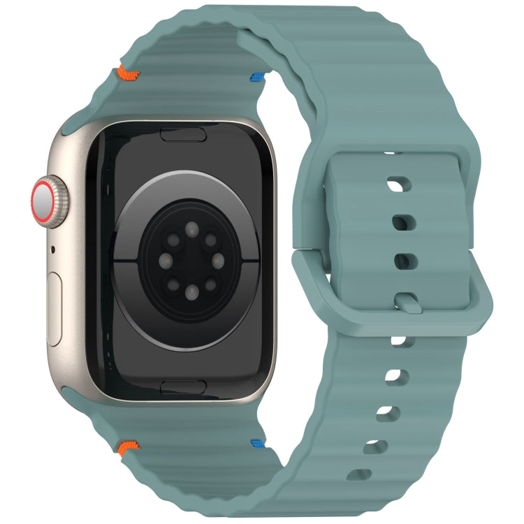 For Apple Watch Series 7 45mm Wavy Grain Stitched Silicone Watch Band