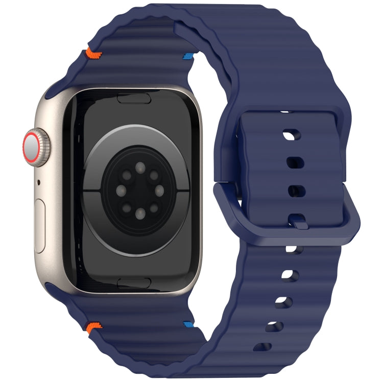 For Apple Watch Series 4 40mm Wavy Grain Stitched Silicone Watch Band