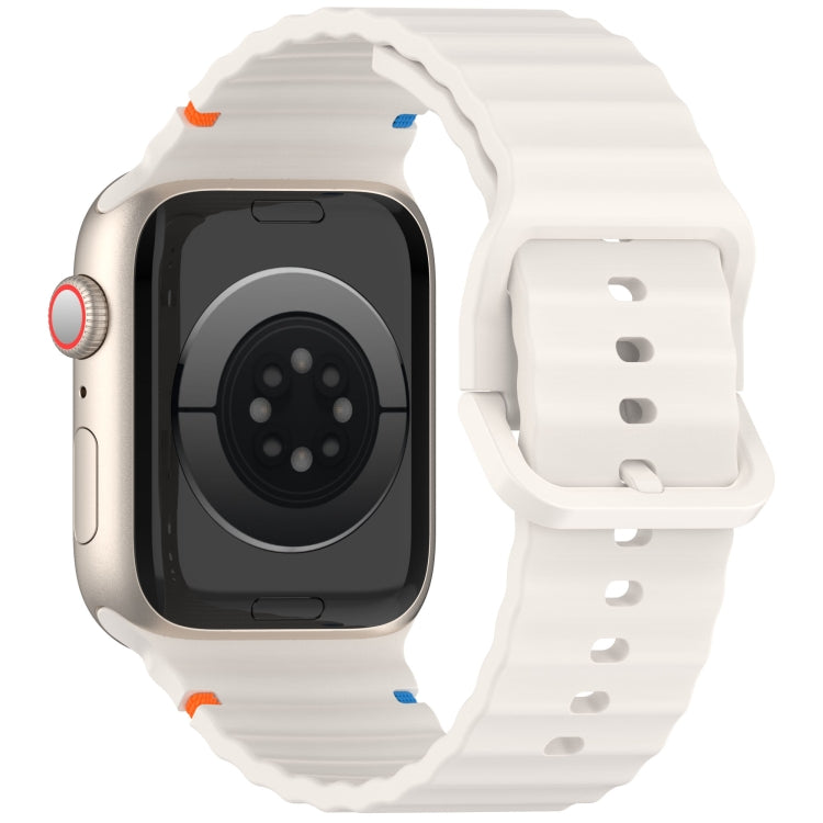 For Apple Watch Series 3 42mm Wavy Grain Stitched Silicone Watch Band