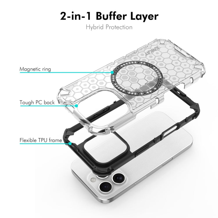 For iPhone 16 Pro Max ENKAY Hat-Prince Honeycomb MagSafe Shockproof Phone Case with Large Arc Edge Film