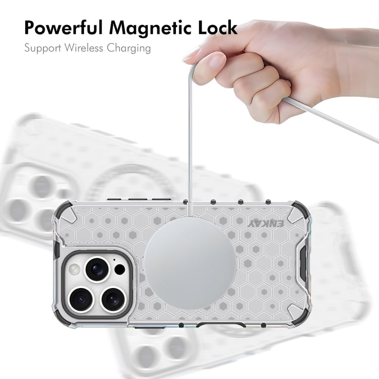 For iPhone 16 Pro Max ENKAY Hat-Prince Honeycomb MagSafe Shockproof Phone Case with Large Arc Edge Film