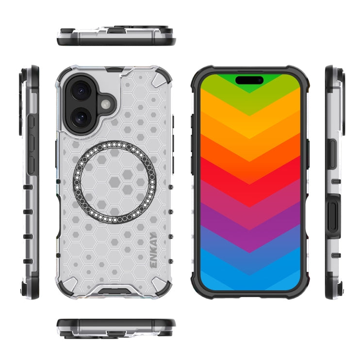 For iPhone 16 Plus ENKAY Hat-Prince Honeycomb MagSafe Shockproof Phone Case with Large Arc Edge Film