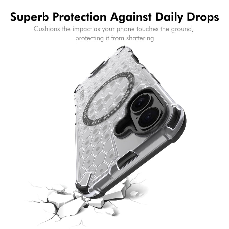 For iPhone 16 ENKAY Hat-Prince Honeycomb MagSafe Shockproof Phone Case with Large Arc Edge Film