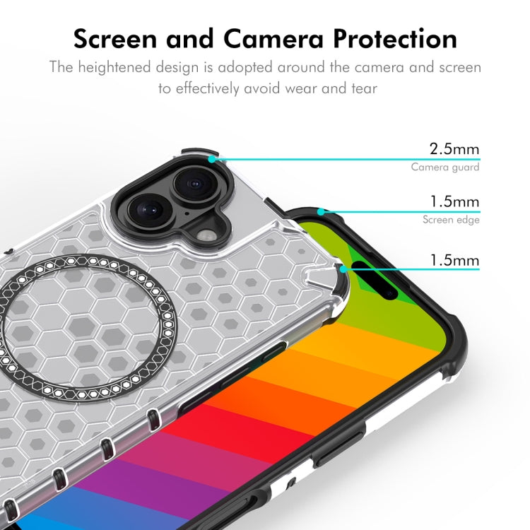 For iPhone 16 ENKAY Hat-Prince Honeycomb MagSafe Shockproof Phone Case with Large Arc Edge Film