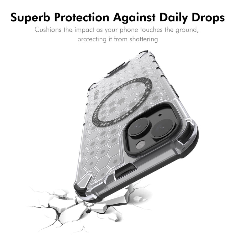 For iPhone 15 Plus ENKAY Hat-Prince Honeycomb MagSafe Shockproof Phone Case with Large Arc Edge Film