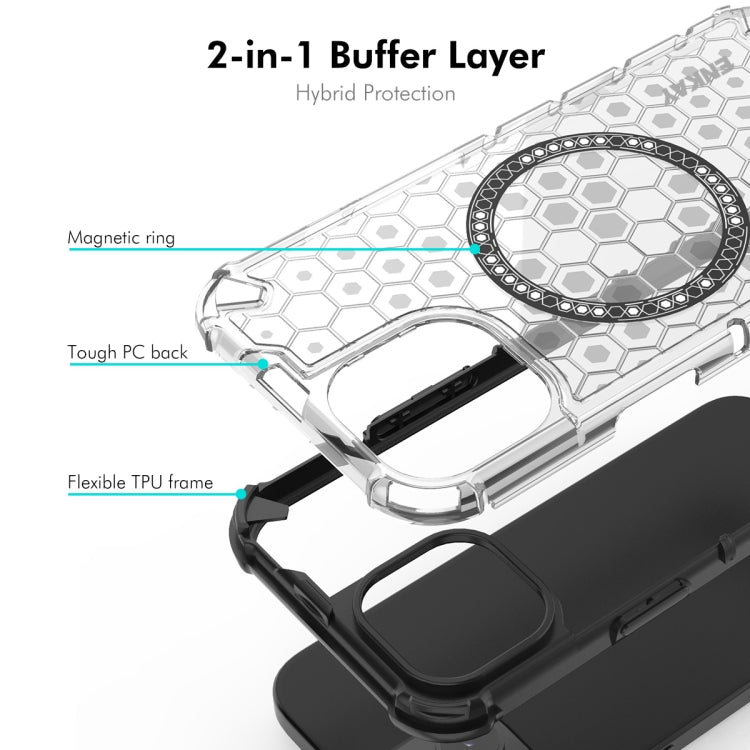 For iPhone 14 Plus ENKAY Hat-Prince Honeycomb MagSafe Shockproof Phone Case with Large Arc Edge Film