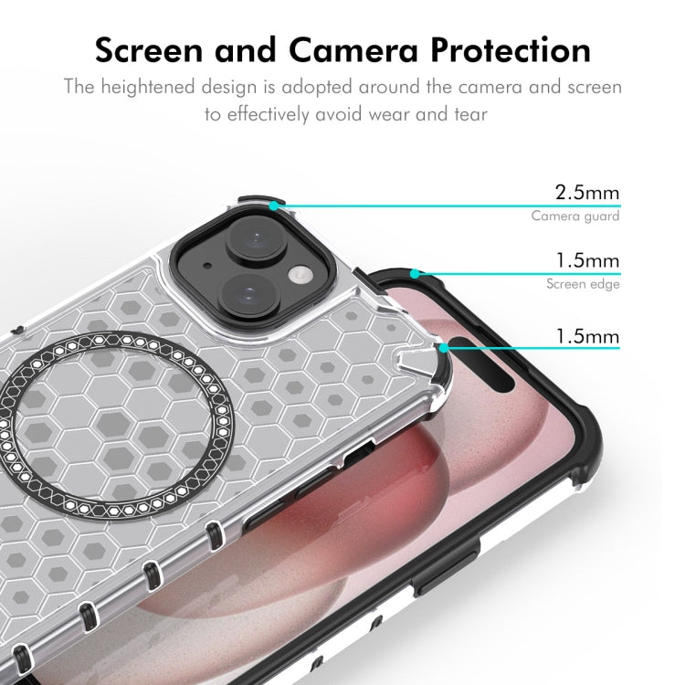 For iPhone 14 ENKAY Hat-Prince Honeycomb MagSafe Shockproof Phone Case with Large Arc Edge Film