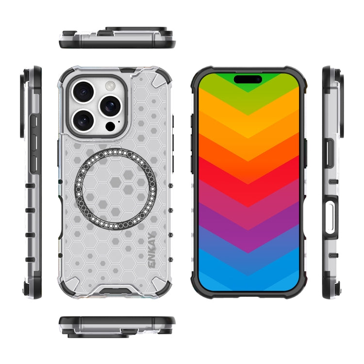 For iPhone 14 Pro ENKAY Hat-Prince Honeycomb MagSafe Shockproof Phone Case with Large Arc Edge Film