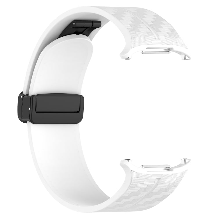 For Samsung Galaxy Watch Ultra 47mm Carbon Fiber Magnetic Folding Buckle Silicone Watch Band