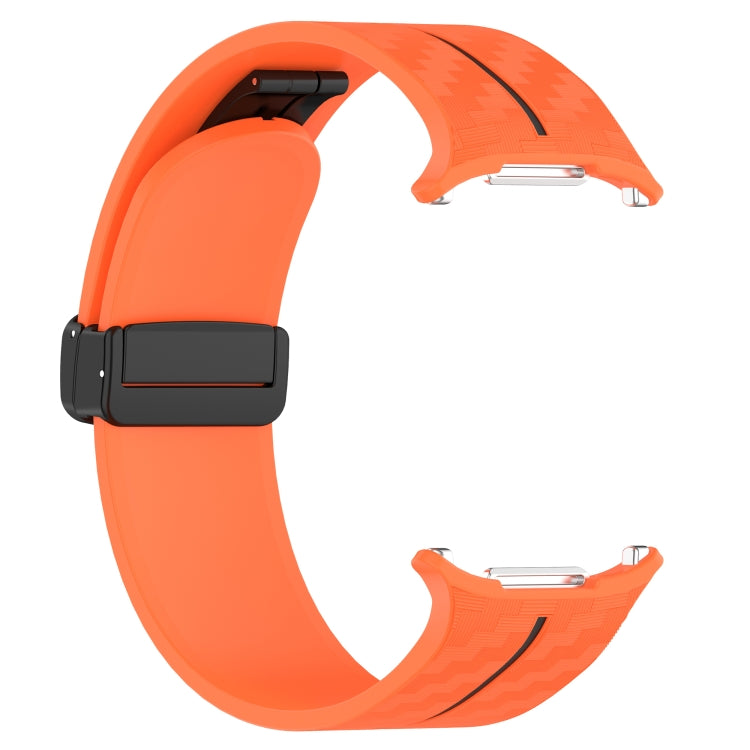 For Samsung Galaxy Watch Ultra 47mm Carbon Fiber Magnetic Folding Buckle Silicone Watch Band